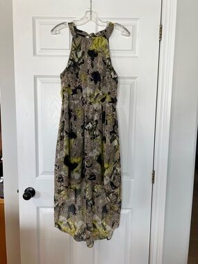 Vero Moda Olive, Gray & Black High-Low Floral Halter Dress
